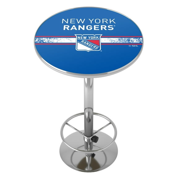 New York Rangers Logo Bar Table with Adjustable Footrest and Acrylic Top