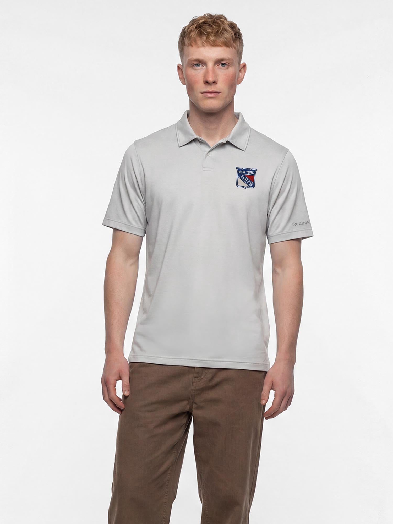 New York Rangers Reebok Mens Gray Short Sleeve Polo Shirt