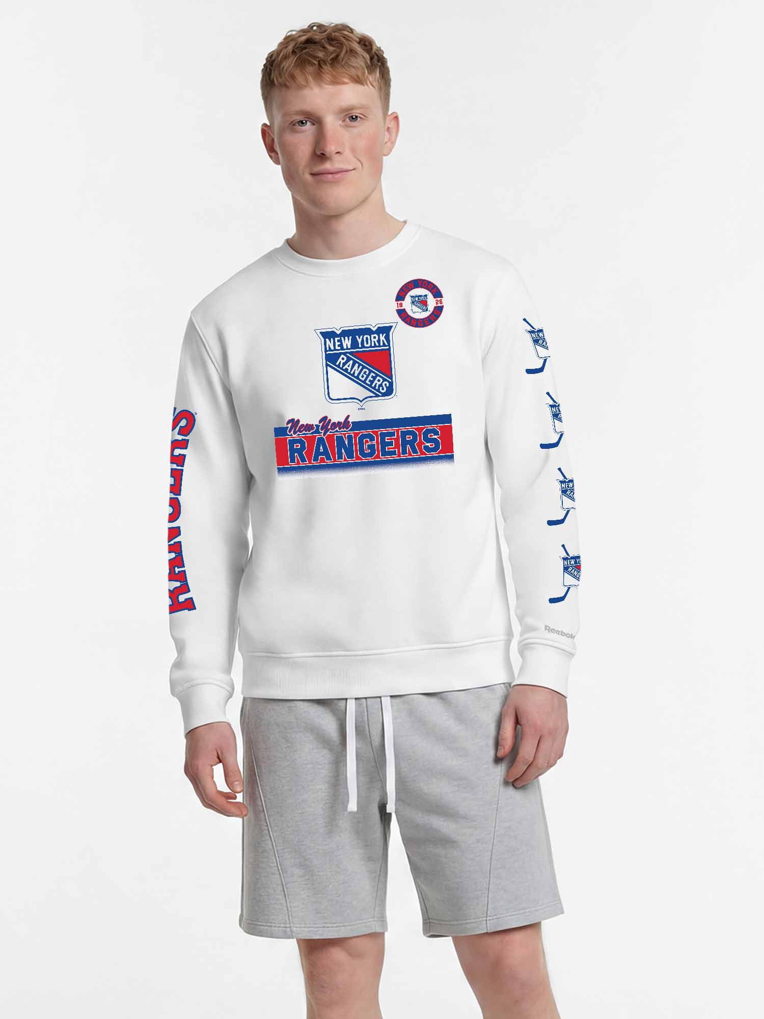 New York Rangers Reebok Mens White Crew Sweatshirt