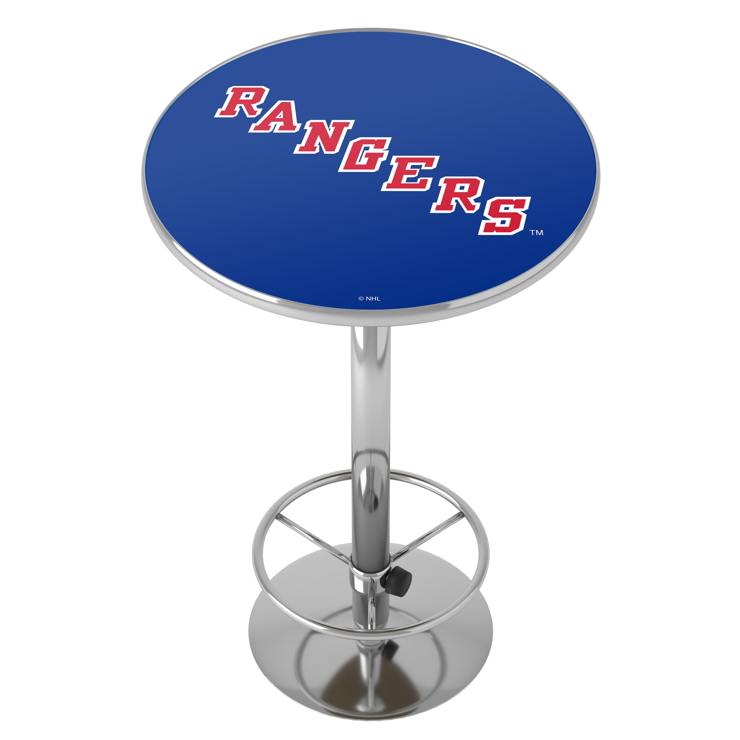 New York Rangers Vintage Bar Table with Adjustable Footrest and Acrylic