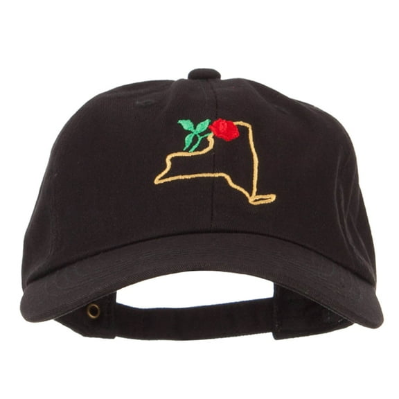 New York Rose with Map Embroidered Unstructured Washed Cap - Black OSFM