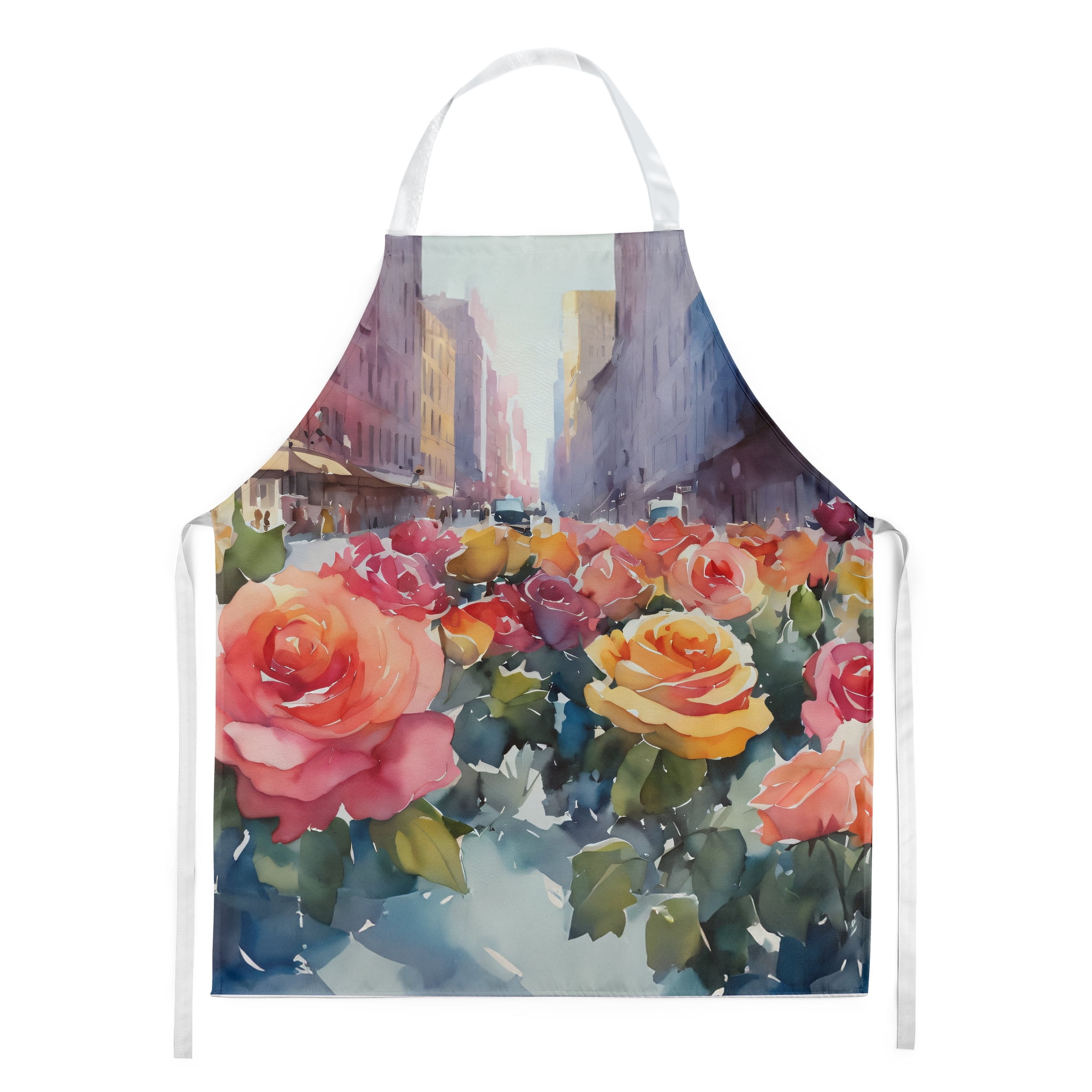 New York Roses in Watercolor Apron 27 in x 30 in