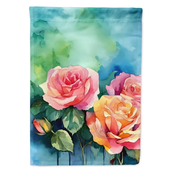 New York Roses in Watercolor House Flag 28 in x 40 in