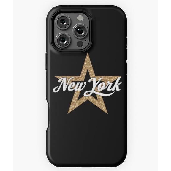 New York Script With Star White Type Phone Case for iPhone 16 15 14 13 12 11 Pro Max