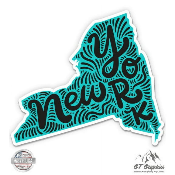 New York Shape Cute Letters Native Local - 3" Vinyl Sticker - For Car Laptop I-Pad Phone Helmet Hard Hat - Waterproof Decal