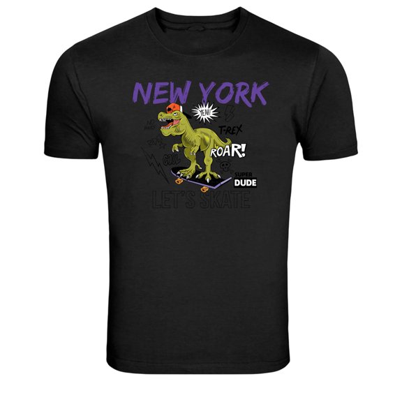 New York Skateboarding T Rex Funny Graphic T-Shirt