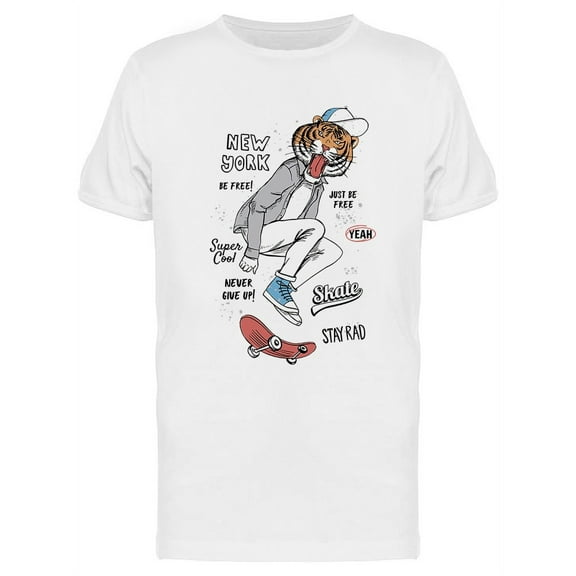 New York Skater Tiger  T-Shirt Men -Image by Shutterstock, Male Medium