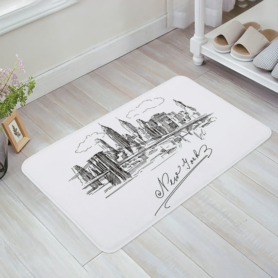 New York Sketch City Decorative Anti-slip Bath Carpet Bathroom Kitchen Bedroon Floor Mats Indoor Soft Entrance Doormat
