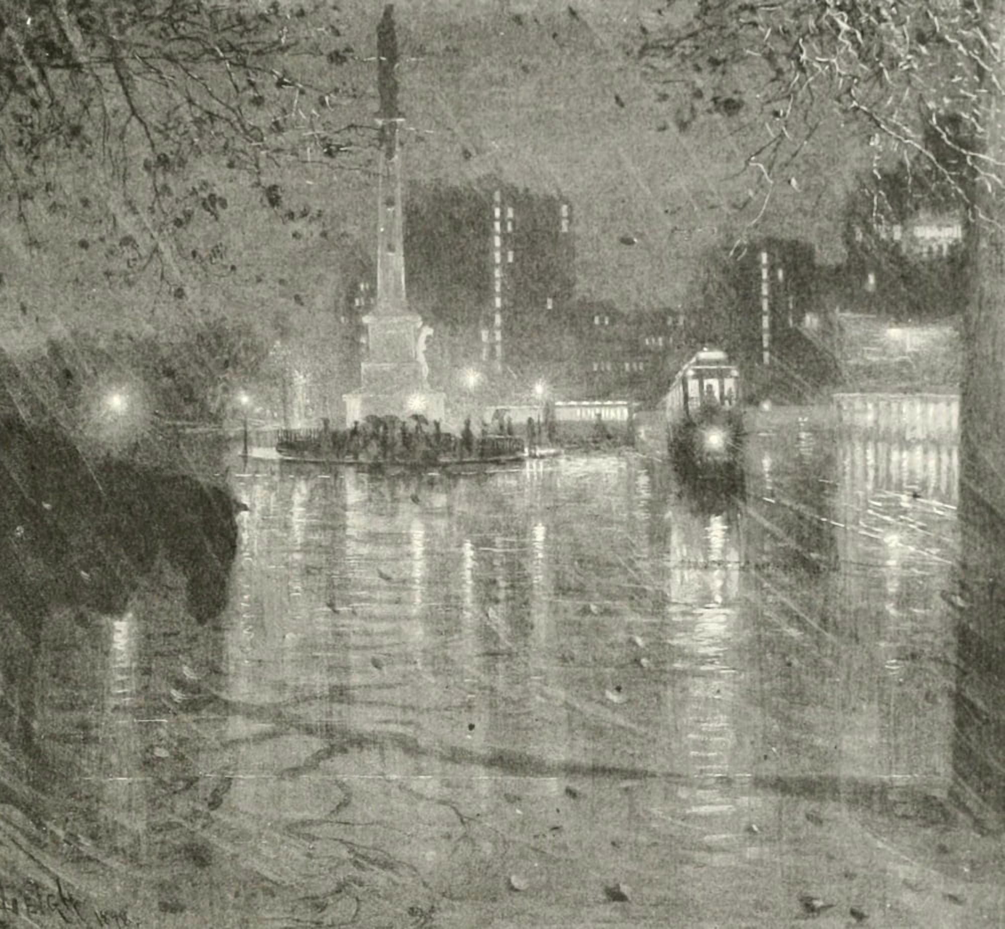 New York Sketches 1902 The Circle 59th & 8th St Canvas Art - William R Leigh (18 x 24)