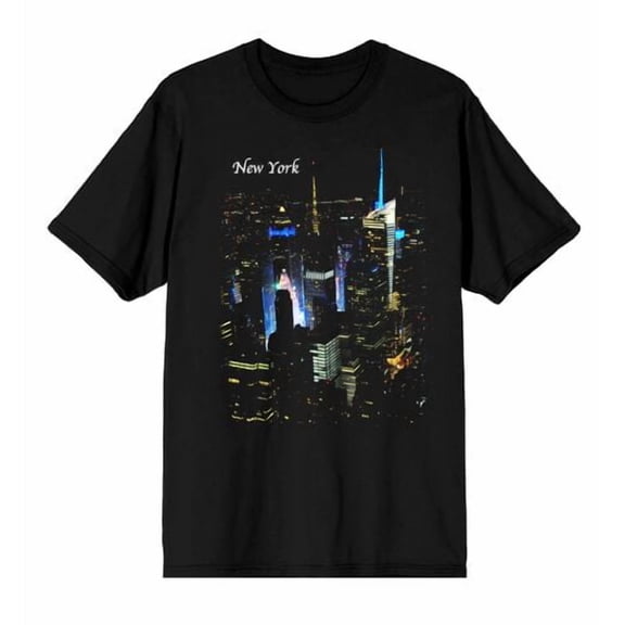 New York Skyline Adult Black Crew Neck Short Sleeve T-shirt
-3XL