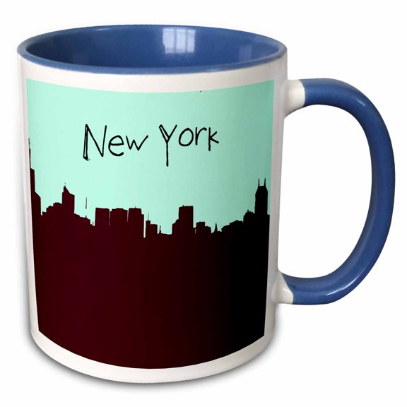 3drose, New York Skyline - Americana Art - Cities, 11oz Two-tone Blue Mug