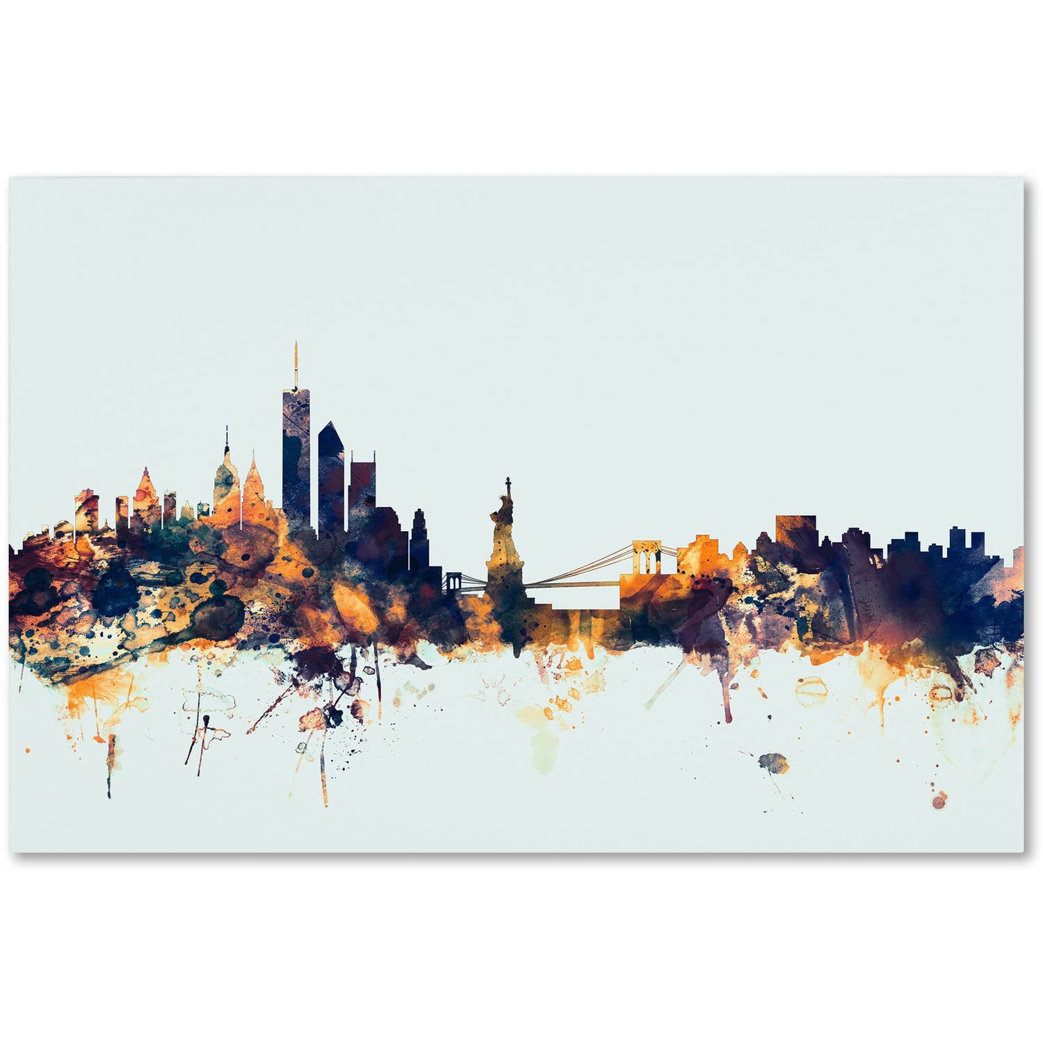 "New York Skyline Blue" Canvas Art by Michael Tompsett