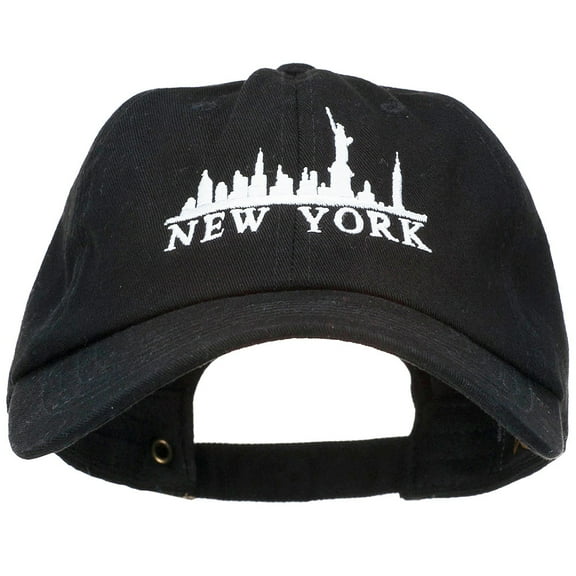 New York Skyline Embroidered Washed Cap - Black OSFM