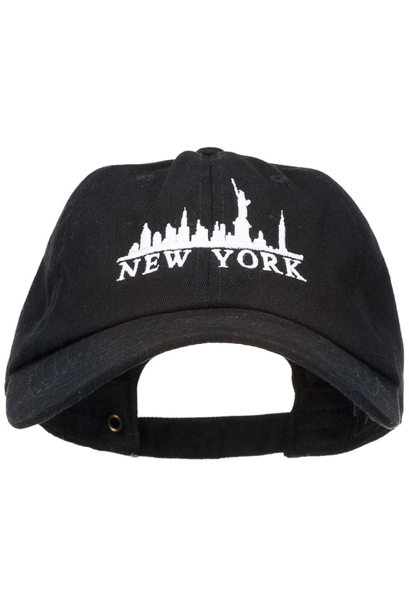 New York Skyline Embroidered Washed Cap - Black OSFM