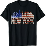 FAHUANGGE New York Skyline Heartbeat Statue of Liberty I Love New York T-Shirt100% cotton