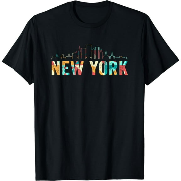 New York Skyline Heartbeat Statue of Liberty I Love New York T-Shirt
