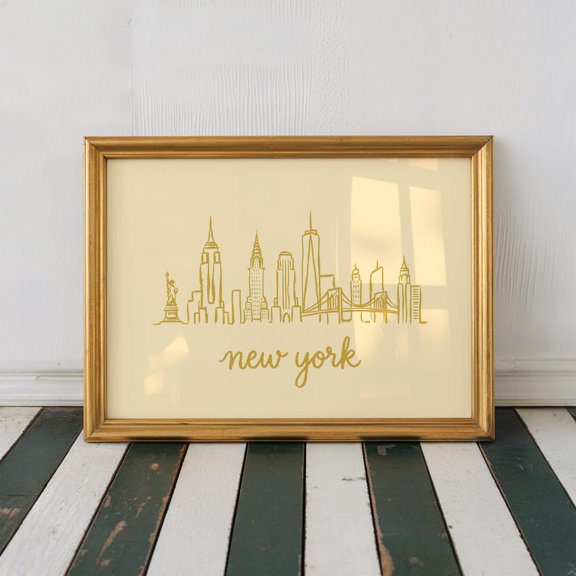 New York Skyline Minimalist Gold Line Architecture Design
