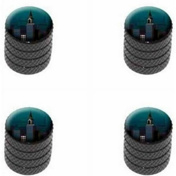 New York Skyline Night Turquoise City Empire State Building NYC Manhattan Tire Rim Wheel Aluminum Valve Stem Caps, Multiple Colors