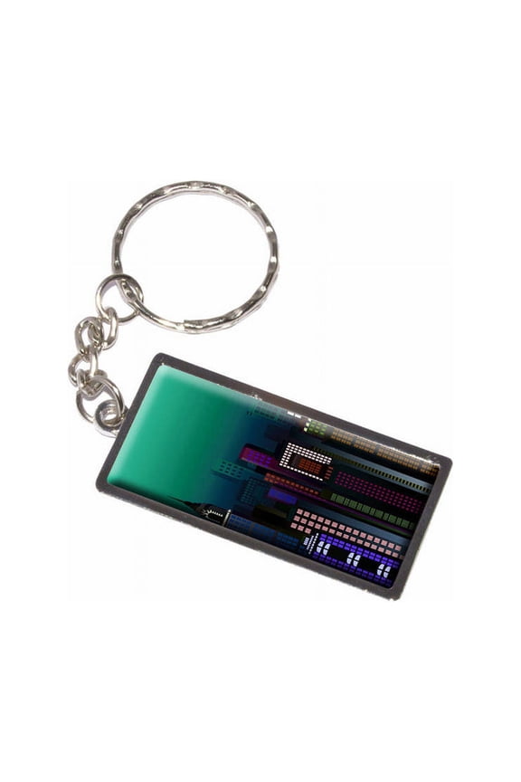 New York Skyline Night Turquoise City Empire State Building Nyc Manhattan Keychain Key Chain Ring