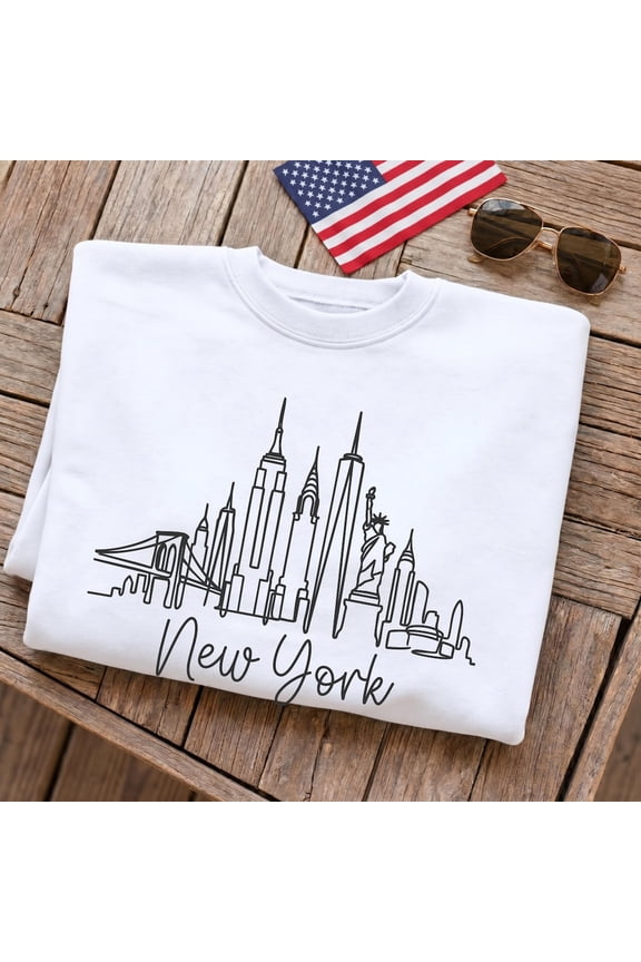 New York Skyline Nyc Vacation Minimalist City Line Art Family Trip New York Travel T-Shirt All Size S-3XL