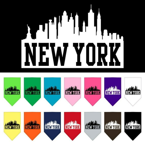 Mirage Pet New York Skyline Screen Print Bandana Bright Pink Small