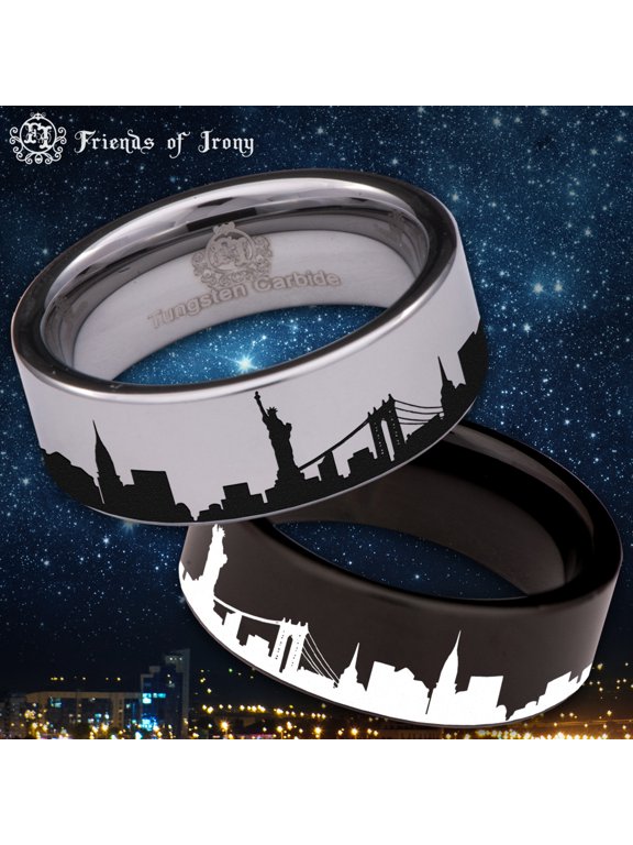 New York Skyline Tungsten Carbide Ring