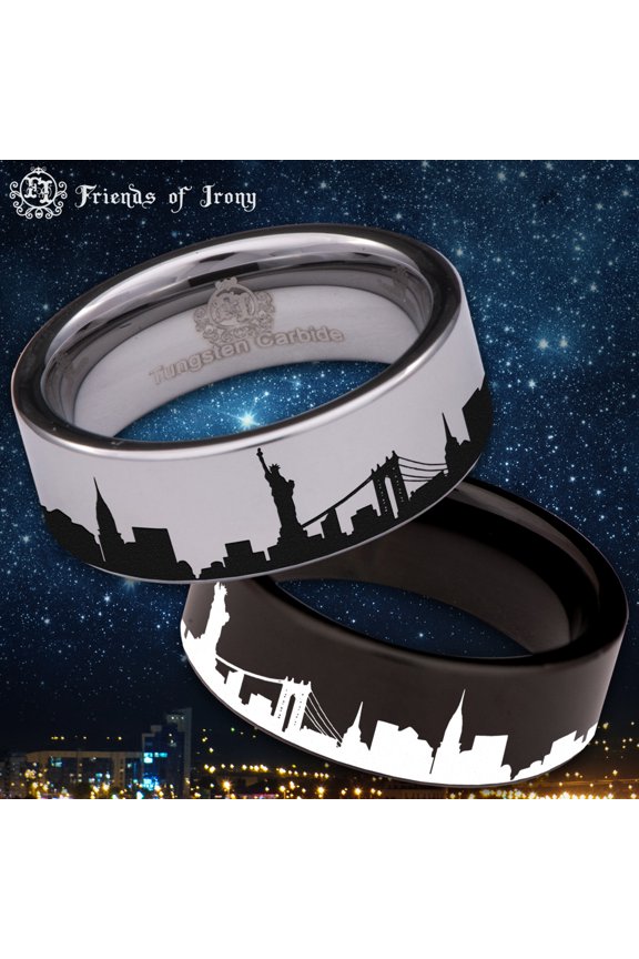 New York Skyline Tungsten Carbide Ring