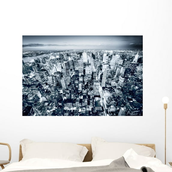 New York Skyline Wall Mural by Wallmonkeys Peel and Stick Graphic (48 in W x 32 in H) WM245054