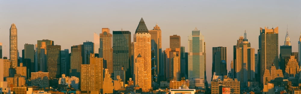 New York Skyline at Sunset from Weehawken New Jersey Canvas Art - Panoramic Images (36 x 12)