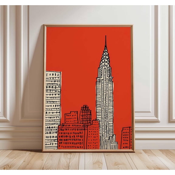 New York Skyscraper Line Poster Unframed Paper Print