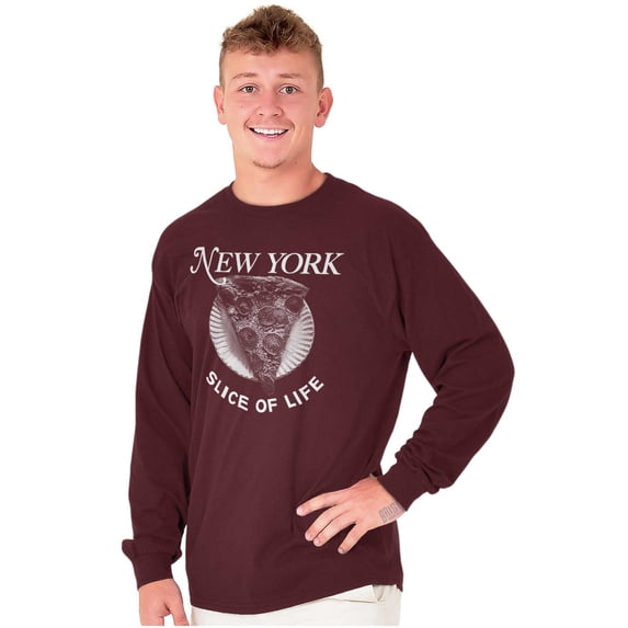 New York Slice Of Life NY Pizza Lover Long Sleeve TShirt Men Women Brisco Brands L