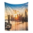 thumbnail image 1 of New York Soft Flannel Fleece Throw Blanket, Cityscape of Brooklyn Bridge and Manhattan River Center of Culture Photo, Cozy Plush for Indoor and Outdoor Use, 50" x 70", Multicolor, by Ambesonne, 1 of 5