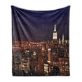 thumbnail image 1 of New York Soft Flannel Fleece Throw Blanket, New York at Night Empire Building at Northeastern Most Crowded Town USA Photo, Cozy Plush for Indoor and Outdoor Use, 50" x 70", Orange Blue, by Ambesonne, 1 of 5