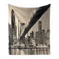 thumbnail image 1 of New York Soft Flannel Fleece Throw Blanket, Queensboro Bridge NYC Night Sepia Artprints Urban City View Modern Life Theme, Cozy Plush for Indoor and Outdoor Use, 70" x 90", Grey Brown, by Ambesonne, 1 of 5