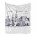 thumbnail image 1 of New York Soft Flannel Fleece Throw Blanket, Sketchy Simple View of NYC of Liberty Freedom Ellis Island Print, Cozy Plush for Indoor and Outdoor Use, 50" x 60", Purple White, by Ambesonne, 1 of 6
