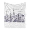 thumbnail image 1 of New York Soft Flannel Fleece Throw Blanket, Sketchy Simple View of NYC of Liberty Freedom Ellis Island Print, Cozy Plush for Indoor and Outdoor Use, 60" x 80", Purple White, by Ambesonne, 1 of 5