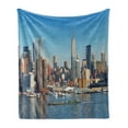 thumbnail image 1 of New York Soft Flannel Fleece Throw Blanket, Urban City Skyline Manhattan with Empire State Building over River Panorama, Cozy Plush for Indoor and Outdoor Use, 50" x 60", Blue Grey, by Ambesonne, 1 of 6