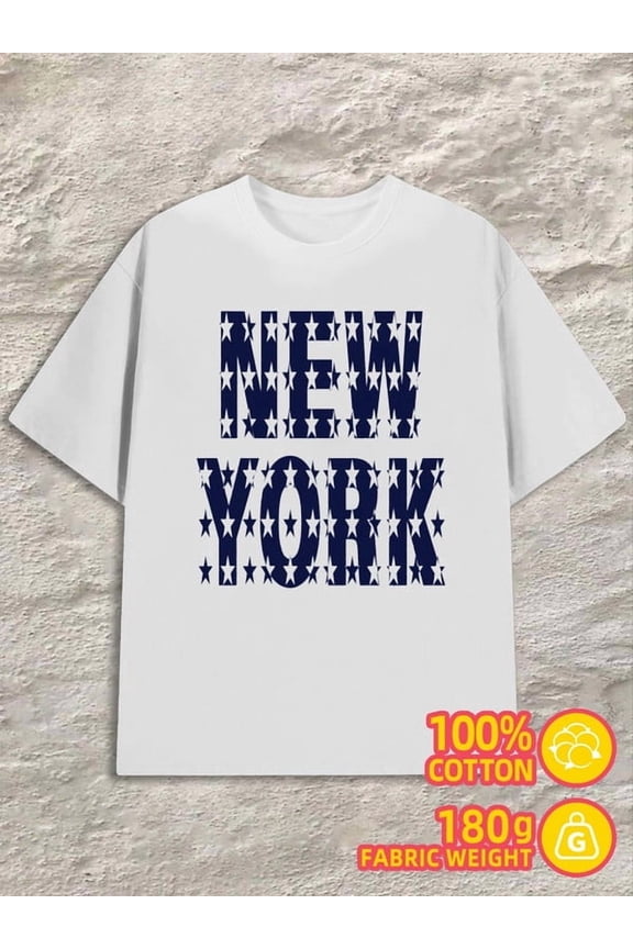 New York Stars mens 180G 100% Cotton white Classic Unisex Shirt Graphic tshirts Trendy Unisex Shirt Printed tshirts Original Unisex Shirt Graphic tshirts