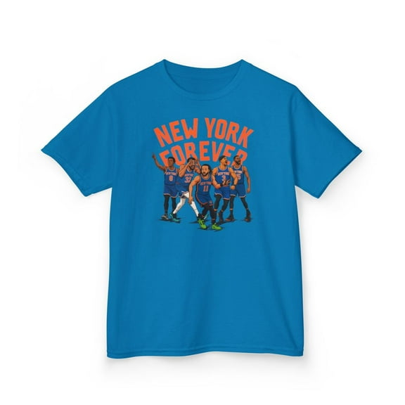 New York Starting 5 Basketball Cartoon Kids Heavy Cotton Tee-KBNYK5001B-Sapphire-XS
