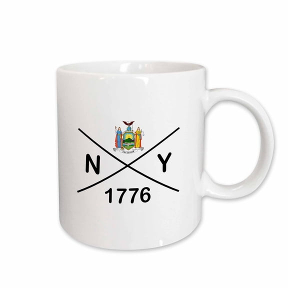 3drose, New York State Abbreviation, Statehood, Flag Art on White Background., 11oz Mug