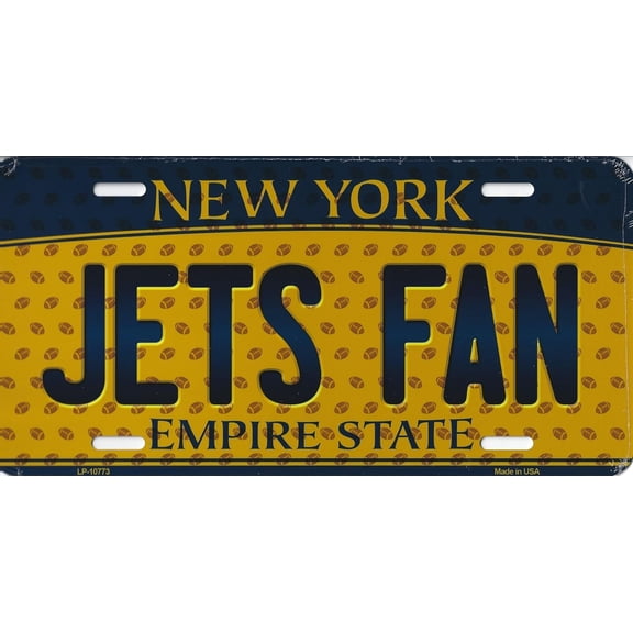 New York State Background Novelty Metal License Plate Tag (Jets Fan)
