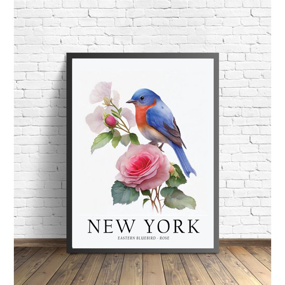 New York State Bird And Flower Art Print
