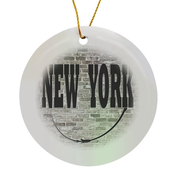 3drose, New York. State Capital Is Albany., Circle Porcelain Ornament