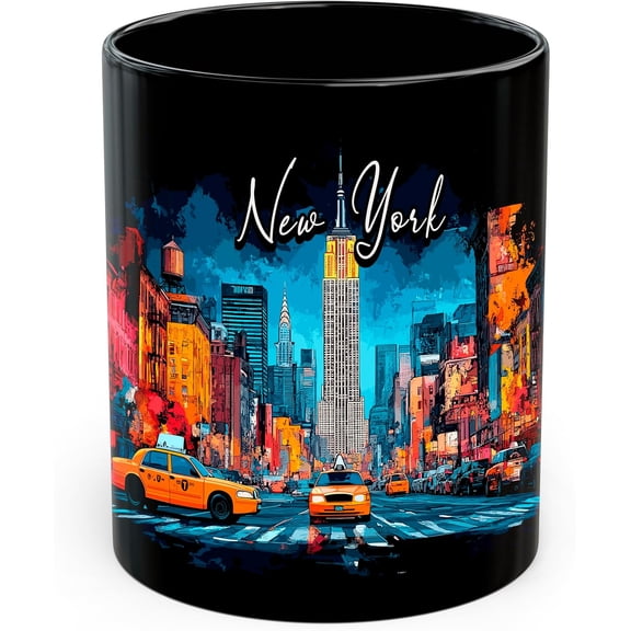 New York State Ceramic Coffee Mug Empire State NY - Tea Coffee Mug with Comfortable Grip - Unique Fun Gift Cup for Office or Home 11 oz