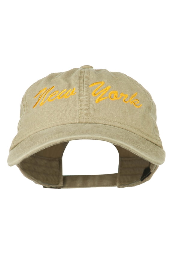 New York State Embroidered Washed Cap - Khaki OSFM