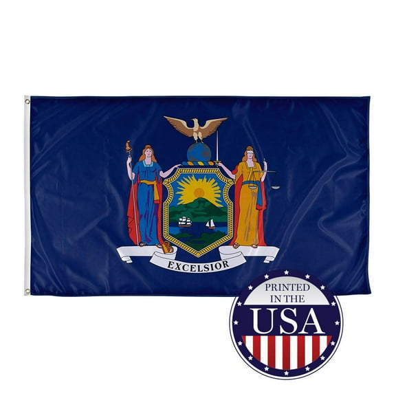 New York State Flag - 3ft x 5ft, Knitted Polyester, State Flag Collection, Made in The USA