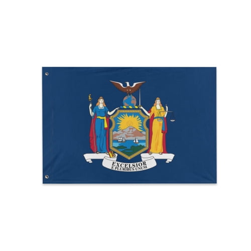 New York State Flag 3x5 Ft Double Sided Outdoor New York NY State Flags with 2 Brass Grommets for Outside Indoor Wall Decor