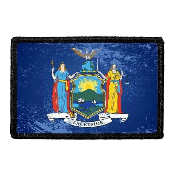 New York State Flag - Color - Distressed - Removable Patch