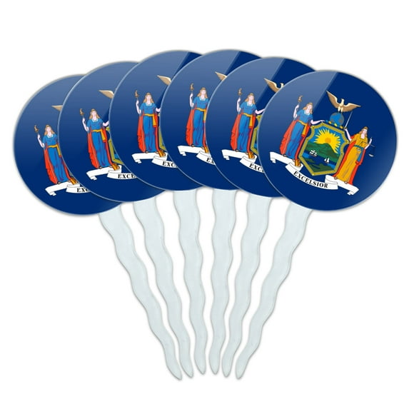 New York State Flag Cupcake Picks Toppers Decoration Set of 6