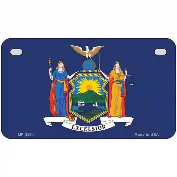 New York State Flag Metal Novelty License Plate 7" x 4" Motorcycle (MP)